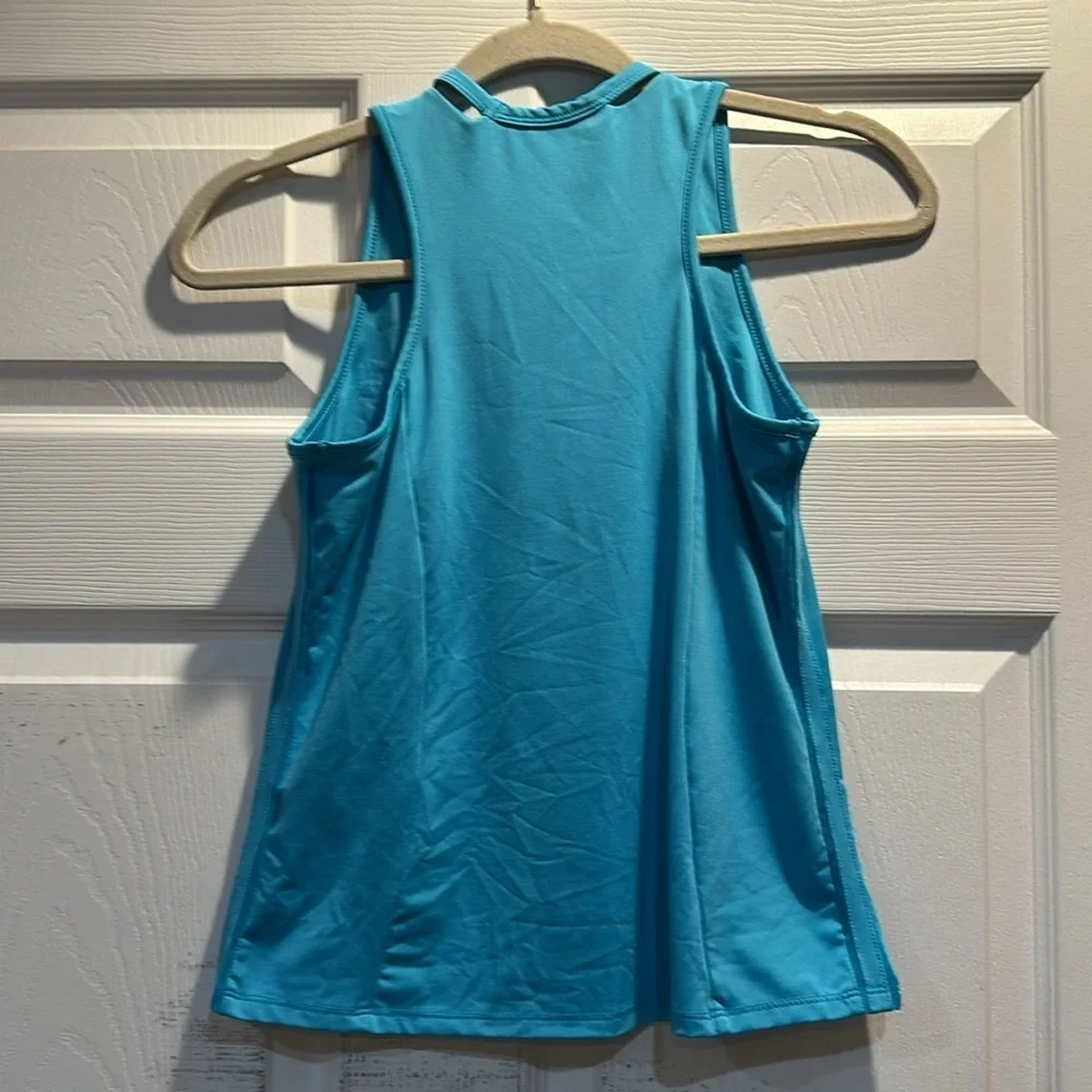 Lucky in Love Girls Core Cutout Blue Tank Top L 14 Tennis Athletic Aqua